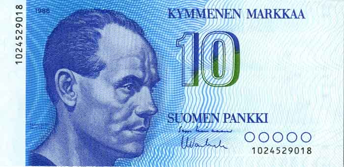 Finland - 10 Markkaa - P-113 - 1986 dated Foreign Paper Money